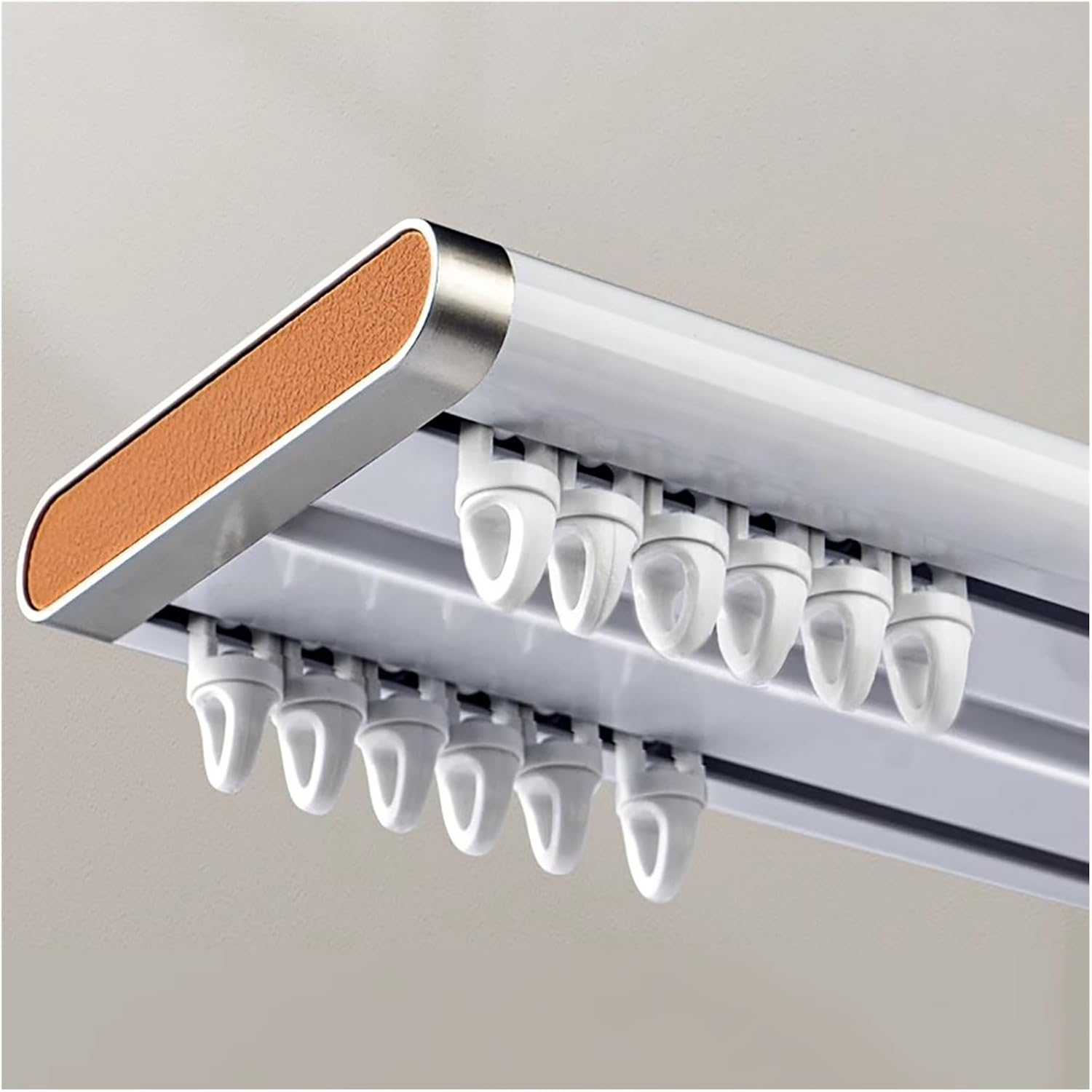 Double Row Curtain Track Silent Heavy Duty Drop Ceiling for Curtains-Room Divider,Heavy Duty Double Curtain Tracks & Fittings, 14m (46ft) Ceiling Mount Aluminium Curtain Rail, White Conjoine