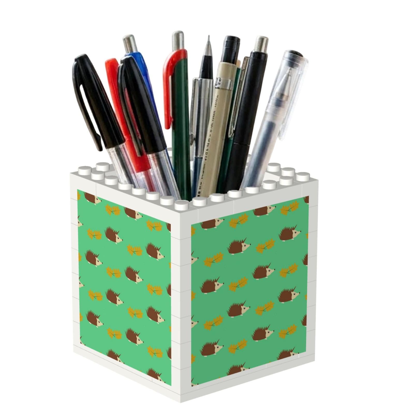 Poadnly Hedgehogs & Leaves, Pen Pot Pencil Holder for Office Home School, Compact Desk Organiser for Office Stationery