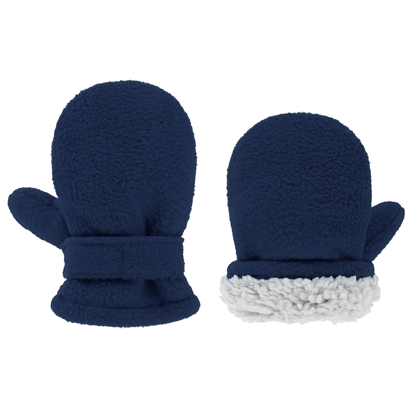 American Trends Guanti da neve per bambini, 3 paia di guanti da neve per bambini, in pile caldo, per bambini, colore nero, blu navy e grigio scuro, M (misura 1-2 anni)