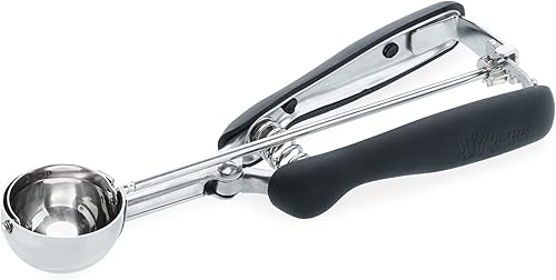 Ultra Cuisine Cuchara para galletas, cuchara multiusos, apta para lavavajillas, cuchara de galletas de acero inoxidable con agarre de silicona,