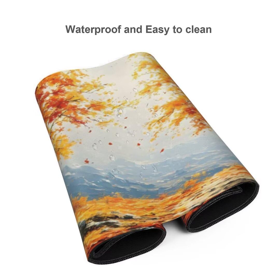 Alfombrilla de ratón 1400x600x3 MM, Alfombrilla Ratón XXL Extendida de Gran Tamaño con Bordes Cosidos, Base de Goma Antideslizante Almohadilla para Teclado, Mandarina de Color S-1079