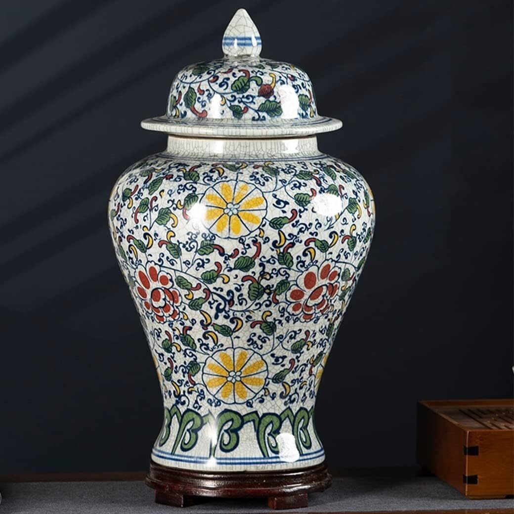 Amazon｜陶器 花瓶 蓋付き セラミックアンティーク花瓶生姜瓶蓋付き家