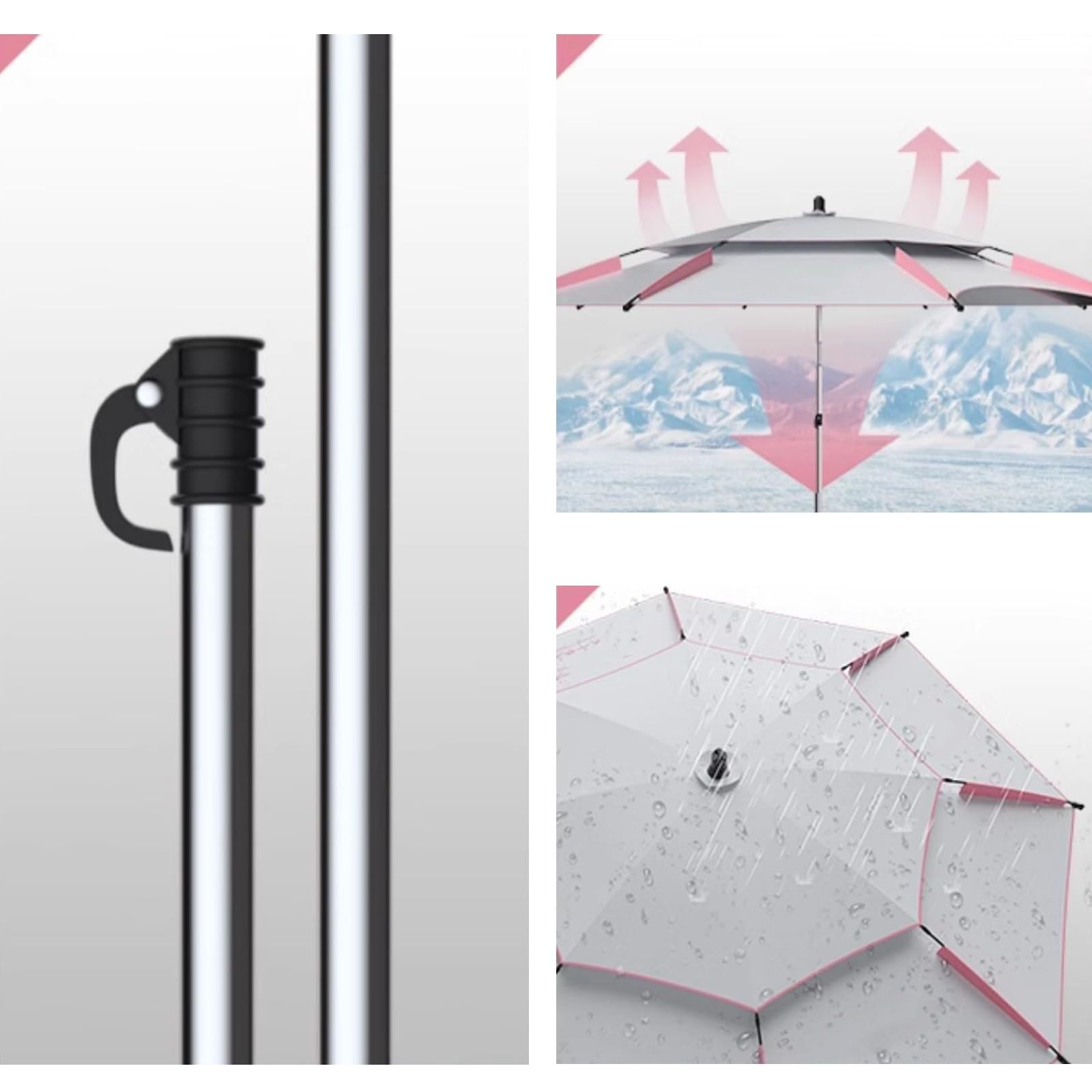 Parasol przeciwsłoneczny na zewnątrz, parasol wędkarski, z przyciskiem nachylenia/korby wiatroszczelny na plażę patio ogród na zewnątrz wędkarstwo parasol słoneczny, z kotwicą piaskową