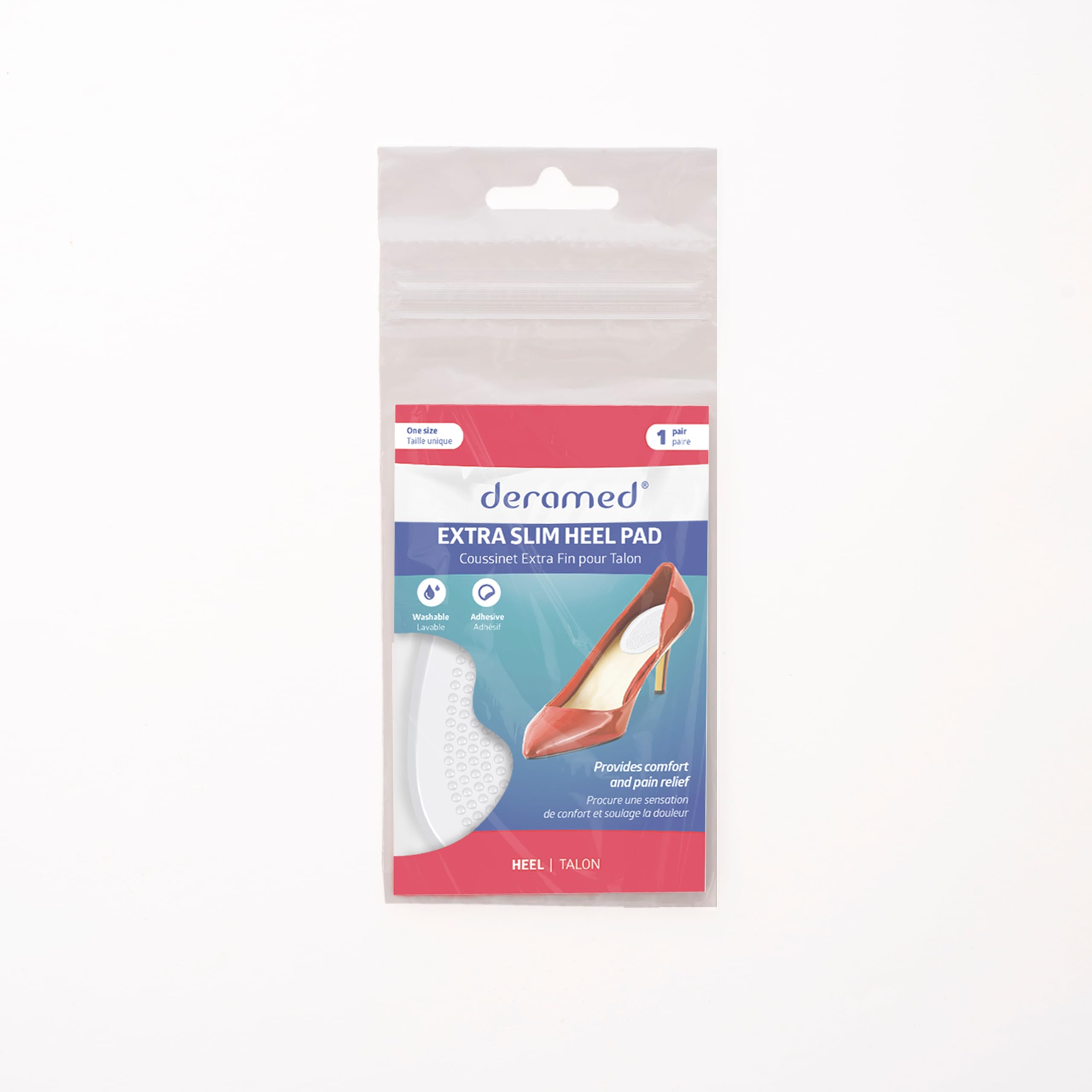 DERAMED Extra Slim Heel Pad Transparent Gel Non-Slip Self-Adhesive for Comfort and Pain Relief in High Heels Boots and Sandals-image-8