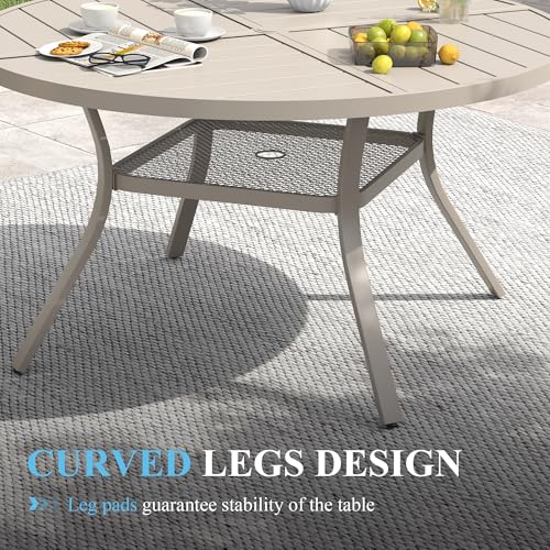 Image of VICLLAX Patio Table and Chair Set of 4, All Weather Metal Round Outdoor Dining Furniture Set-40.6 inch Round Outdoor Table and Chairs, Sandshell Tabletop