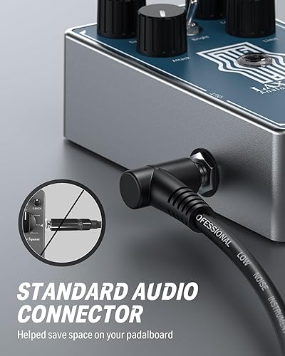 Miniatura 10 de Donner Cable de interconexión de guitarra de 3 pulgadas, cables de pedal de efecto de guitarra, color negro, paquete de 6