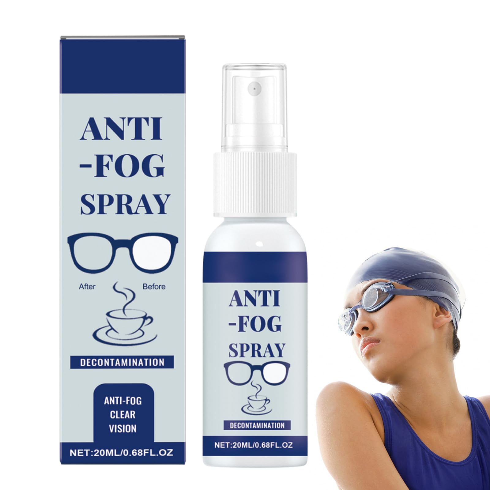 Spray Antiappannante Occhialini,20ml Anti Fog Spray,Spray Antiappannamento,Spray Anti-Appannamento per Occhiali,per Maschere Sub e Occhialini Nuoto