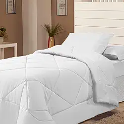 Edredom Avulso Solteiro Coberdrom Cobertor Margarida (Branco)