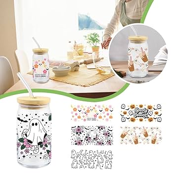 Amazon.co.jp: DWNYWS UV DTF 転写ステッカー 防水 水筒に貼れる