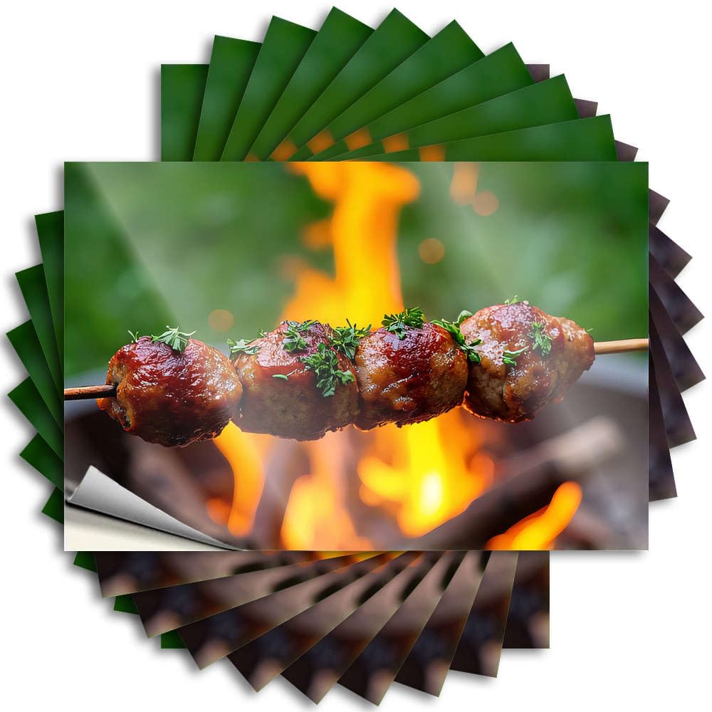 Decal - Good Bumper Grilled Meatballs with Herbs Over an Open Flame for Microfiber Beauty(8X12CM)