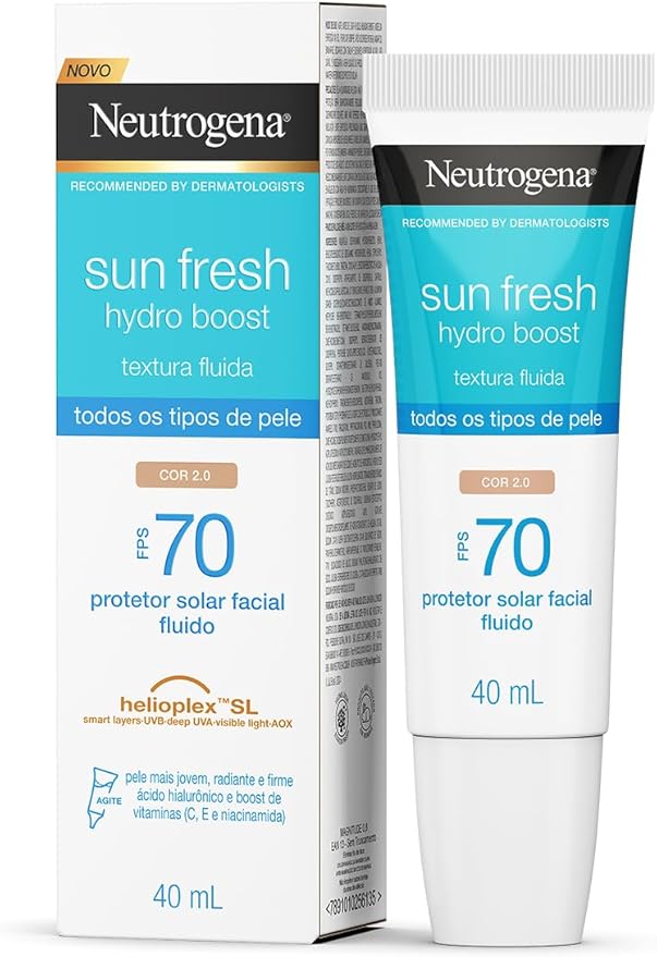 Protetor Solar Facial Neutrogena Sun Fresh Hydro Boost Cor 2.0 FPS 70 40mL Menor preço em Protetor Solar Facial Neutrogena Sun Fresh Hydro Boost Cor 2.0 FPS 70 40mL