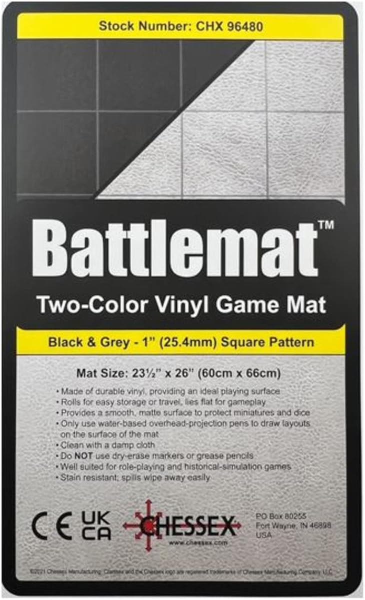 Tapete de juego – Tapete: 1” Sq Tapete de batalla de 2 caras negro/gris Tapete de juego de dos colores – Suave y resistente – Compatible con juegos de rol de mesa – Accesorios para la noche de juegos