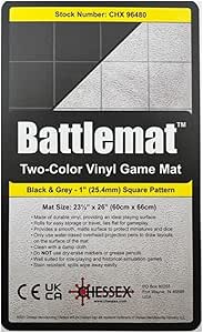 Chessex Play Mat - 1 Inch Hexagon 2-Sided Black/Grey Battle Mat Two-Tone Play Mat - Smooth and Strong - Compatible with Table RPGs - Game Night Accessories