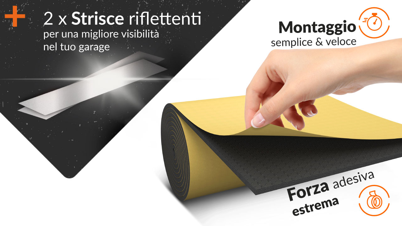 Paracolpi Da Garage Nero - 2 Pannelli In Gommapiuma Adesiva Per Proteggere Auto E Pareti - Foto 2