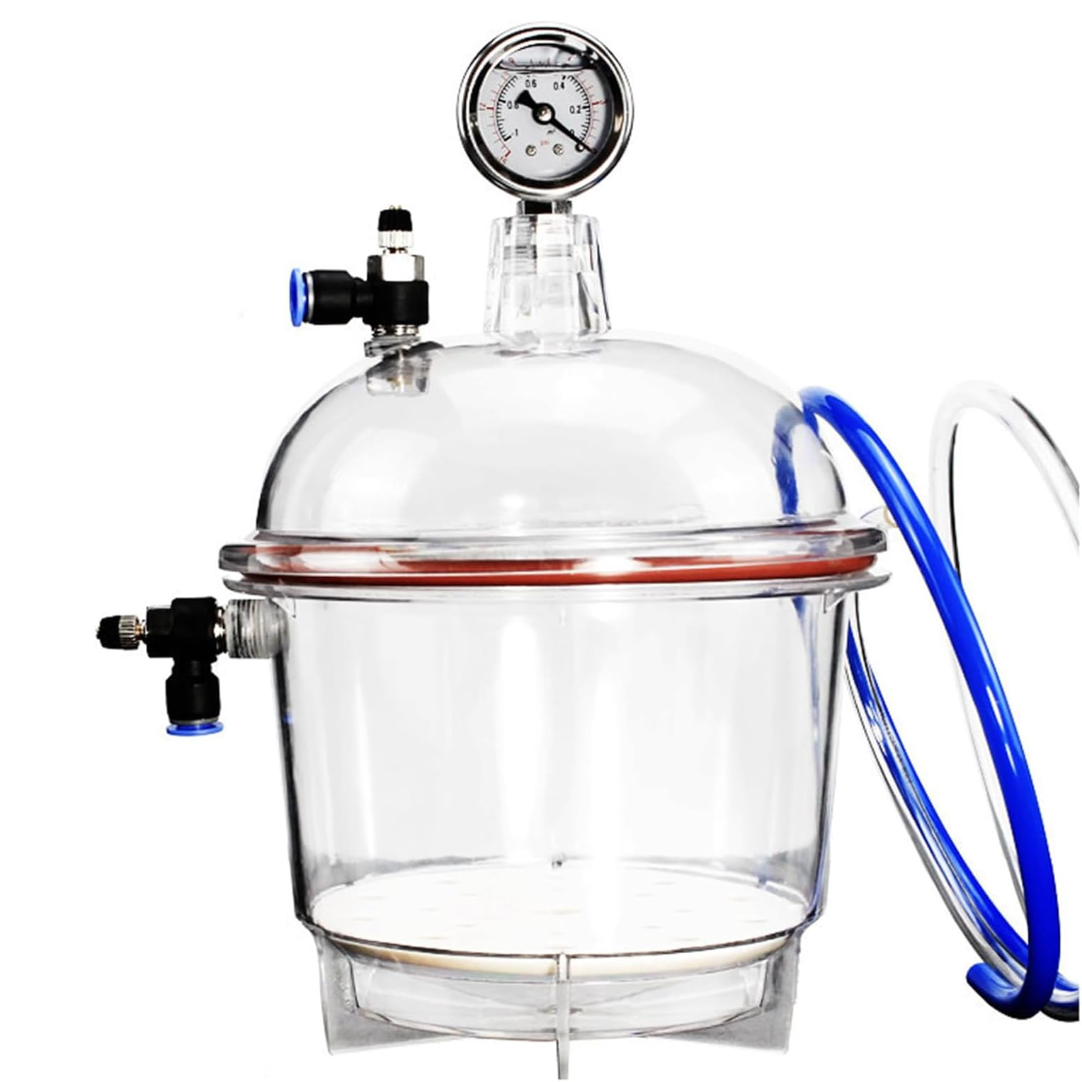 Labor-Vakuum-Exsikkator, 250 Mm Labor-Trockenglas, Durchsichtige Acryl-Vakuumkammer Mit Manometer Und Doppelventil, Durchsichtiges, Versiegeltes Glas Aus Polycarbonat-Kunststoff, Für Vakuumtrocknung