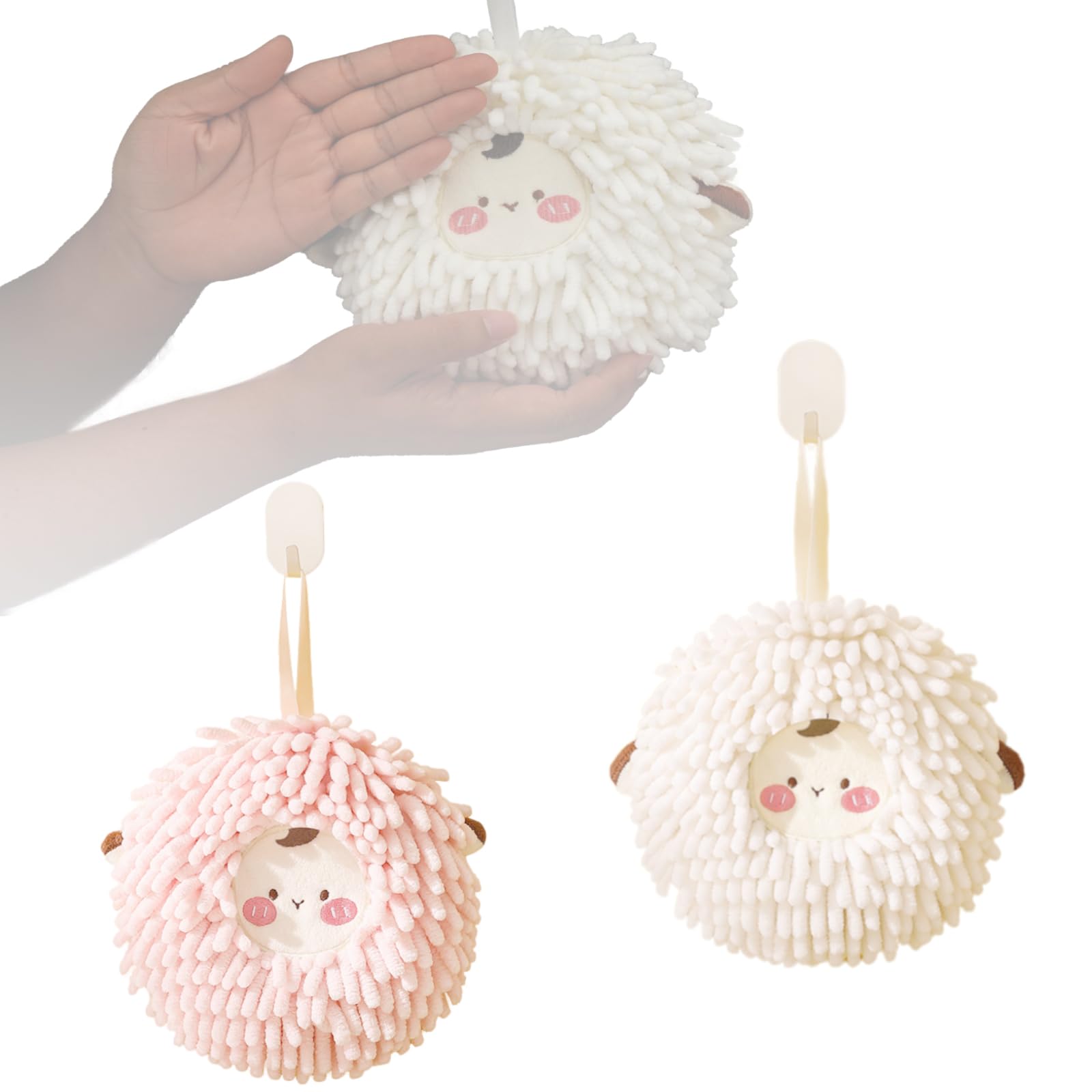Essuie-mains en forme de boule serviette chenille absorbante pour cuisine et enfants