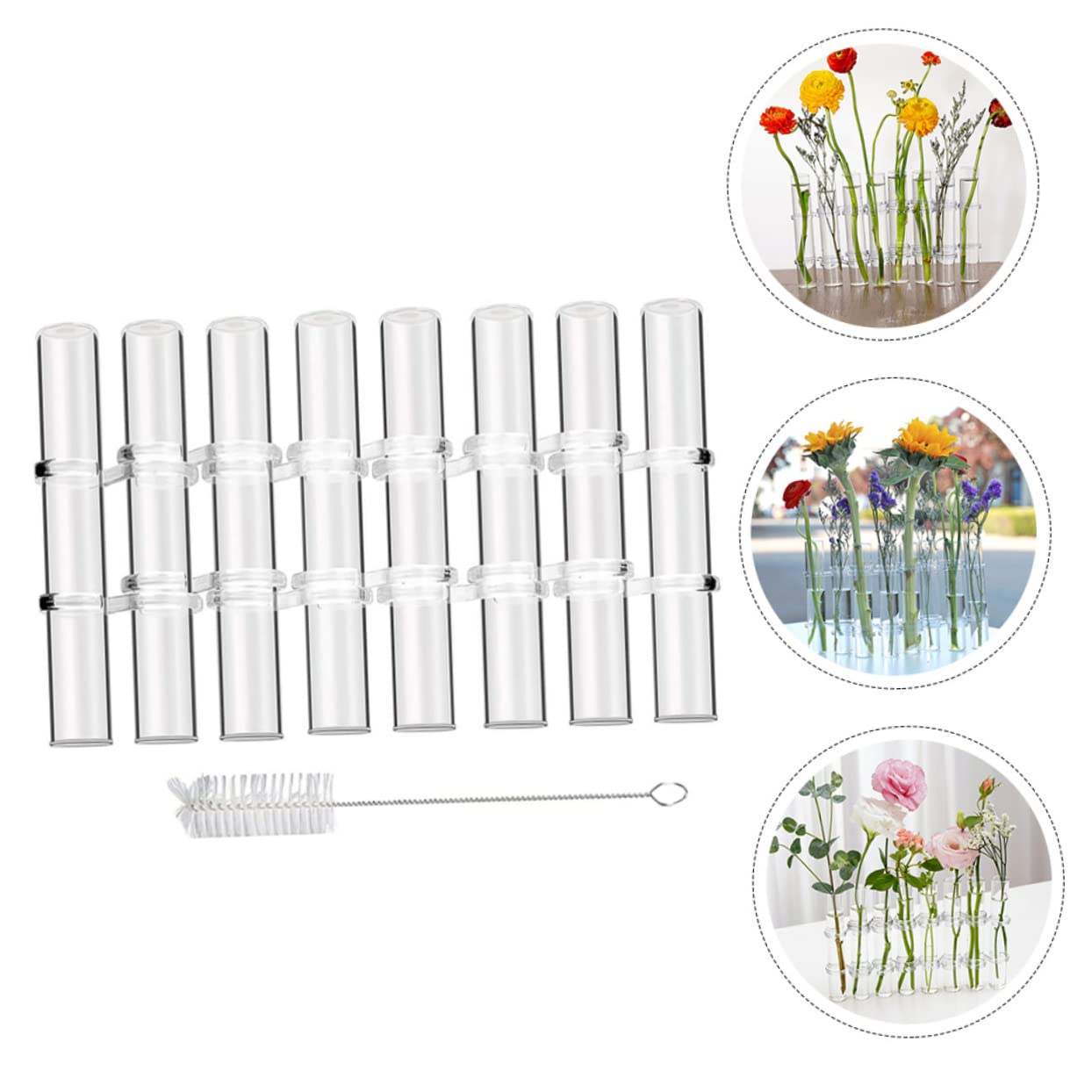 Vase à Tube à Essai en Verre Transparent, 1 Set, pour Plantes