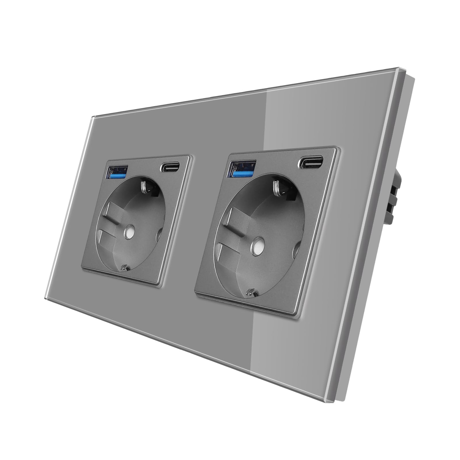 CNBINGO Glas Schuko Steckdose Unterputz, Wandsteckdose, Kristallglas-Platte