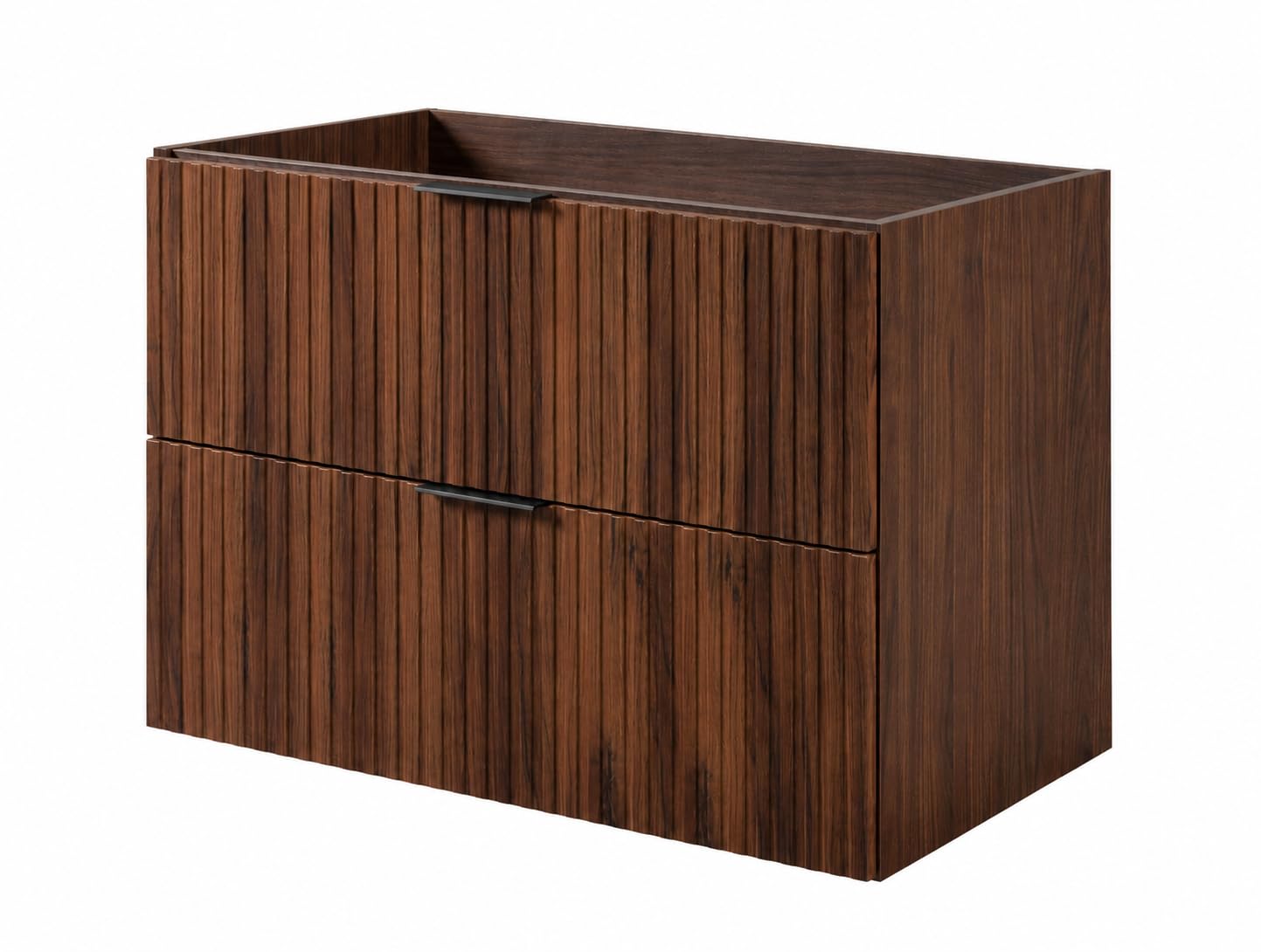 Mobile da bagno sospeso con top, Noce / Bianco, 140 x 58,6 x 46 cm