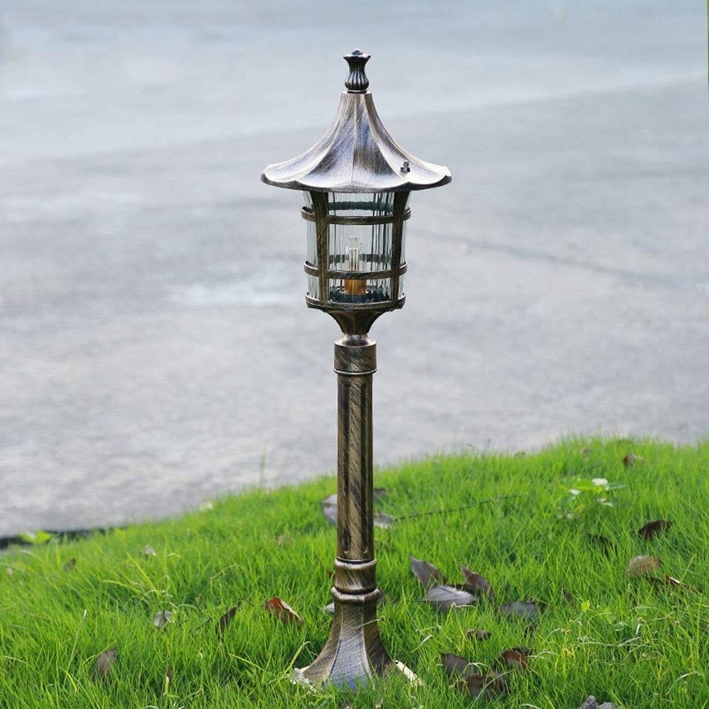85 cm Lámpara de Poste al Aire Libre clásica Europea Impermeable IP55 Luces de Columna de Aluminio Paisaje Linterna de césped de Vidrio Externo Jardín Villa Parque Bolardo Pilar Luz E27