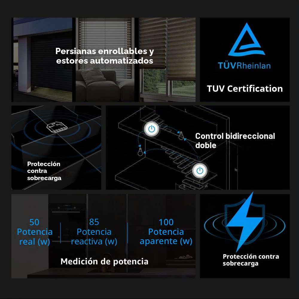 SONOFF Módulo de interruptor de cortina inteligente WiFi de 2 vías con relé dual para cortinas motorizadas, persianas, persianas, funciona con Alexa, no requiere concentrador, DUALR3 Lite