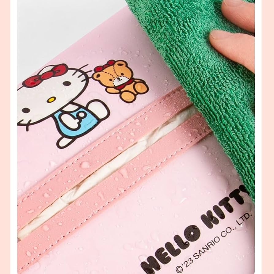 ハローキティ シートクッション 収納付きティッシュケース サンシェード【未使用】 ハローキティ シートクッション 収納付きティッシュケース