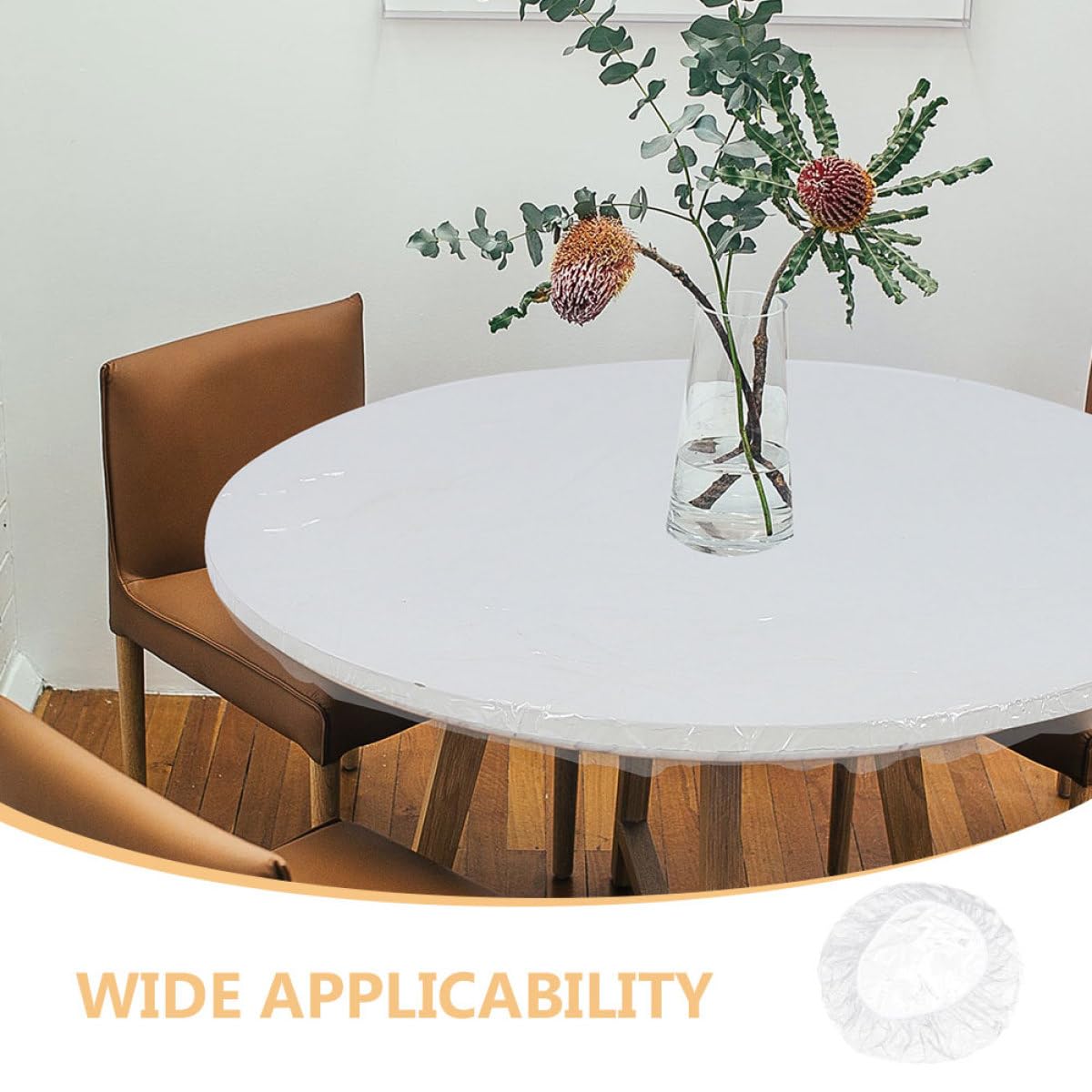 PACKOVE Housse de Table Ronde Transparente en Pvc, Ajustée et Élastique, pour Extérieur et Salle à Manger, Protège des Taches L’usure