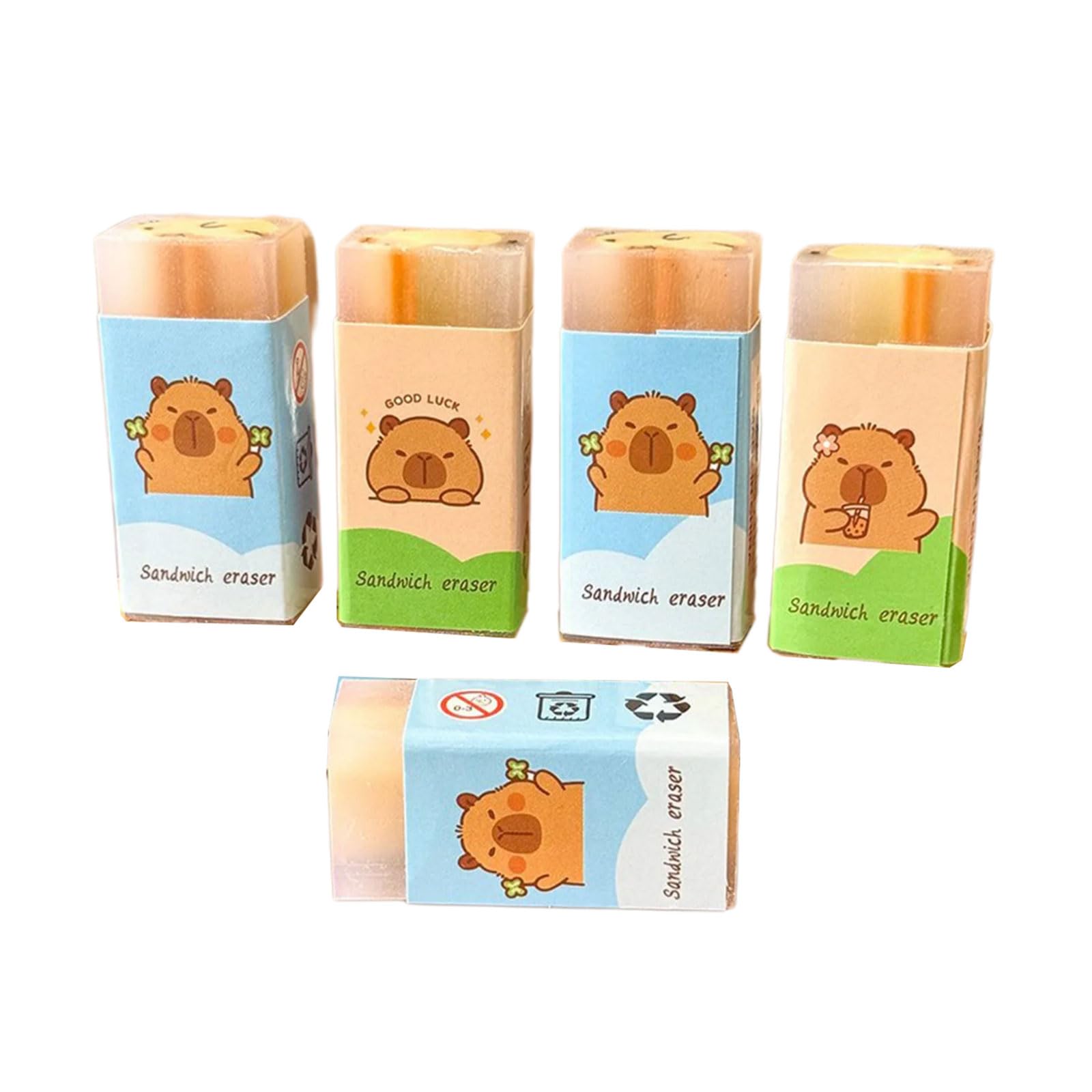 Tsophreniq 5 Pcs Cartoon Erasers Funny Pencil Lovely Animal Painting Eraser School Supplies Prizes Classroom Pencil