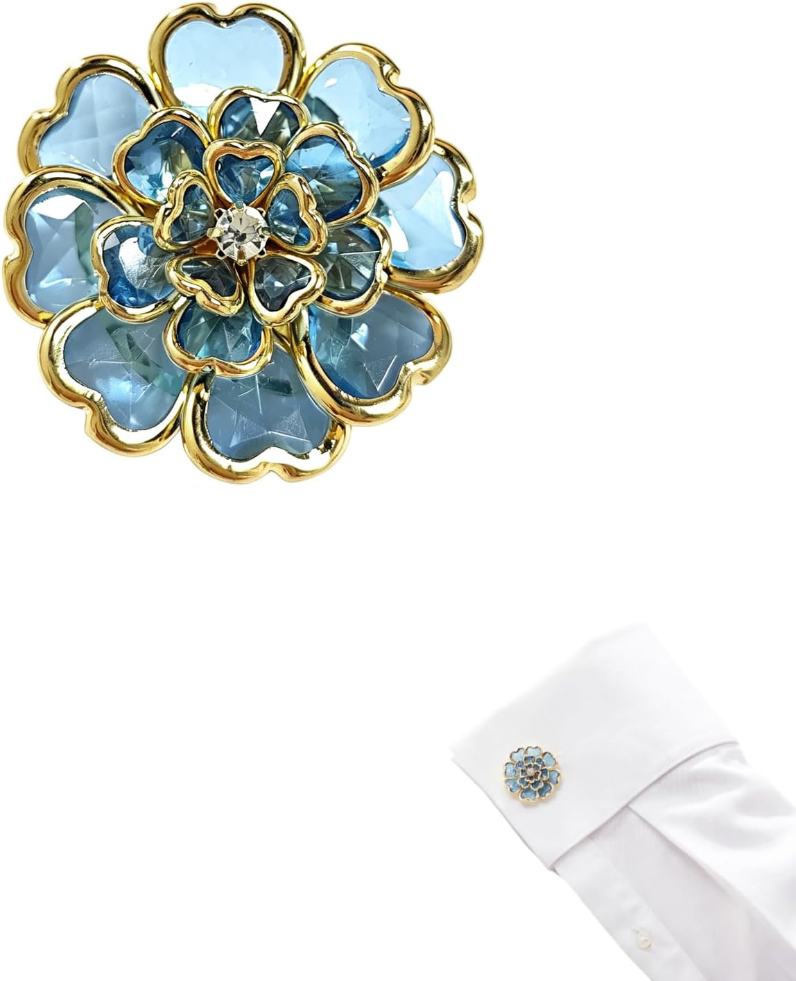 Blue Flower Button Covers for Women Blouses,Vintage Floral Cufflinks