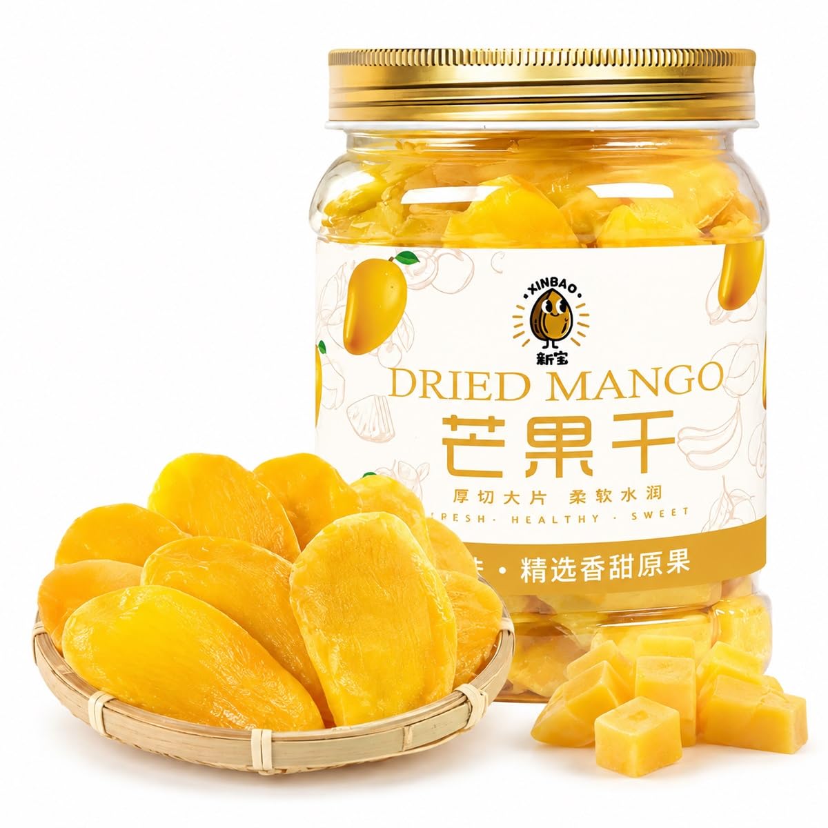 Mango Seco En Rebanadas Gruesas Botana Suave Dulce Fruta Frasco 500g