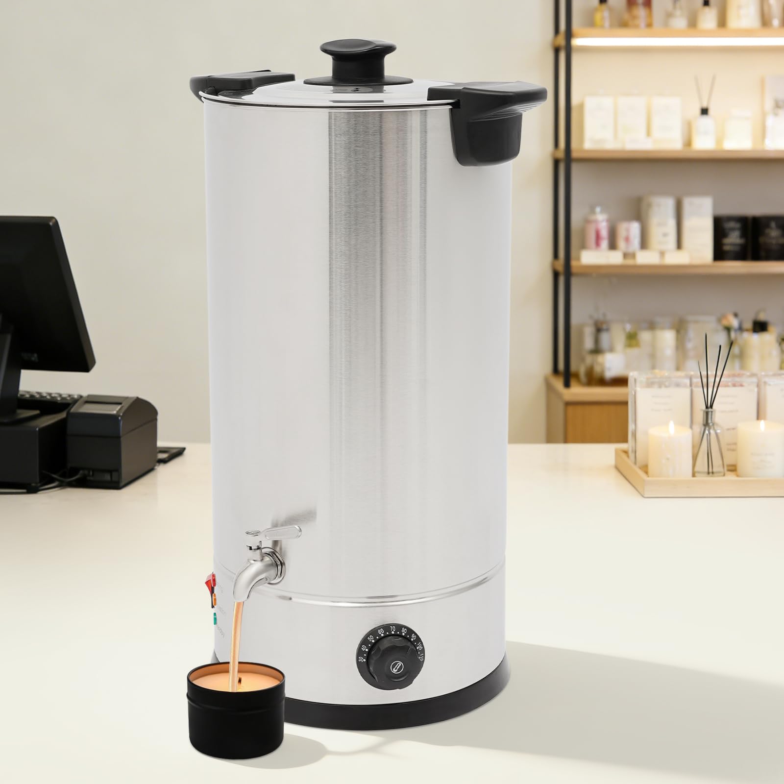 Salmeee Cera per la produzione di candele, contenitore in acciaio inox da 15 litri, ideale per principianti nel settore della produzione di candele fai da te