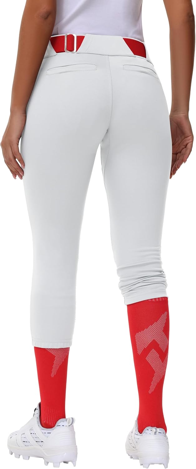 Women's Adult Utility Tweeners Softball Pants - Woman Low Rise 3/4 Tapered Leg Track Pants Dual-Layer Knee Youth Girls
