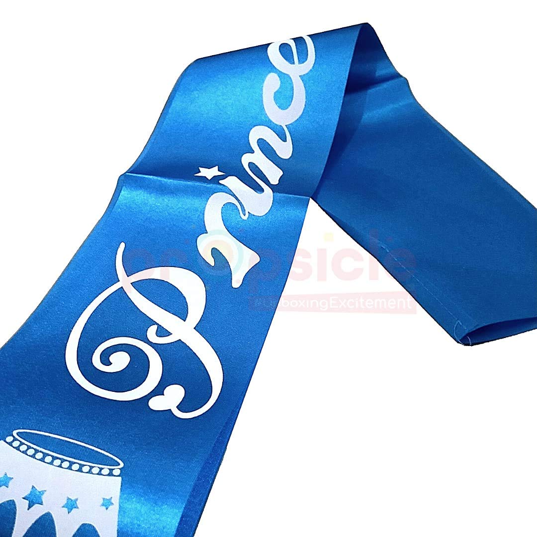 Propsicle Silk Prince Sash Blue Pack of 1 | Happy Birthday Party Decoration Boy Theme Crown - Image 9 thumbnail