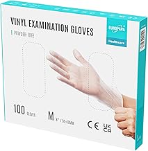 EUROPAPA® 100 Disposable Vinyl Gloves, Latex Free, Powder Free, Vinyl Gloves, Sizes S, M, L & XL (Transparency, Medium)