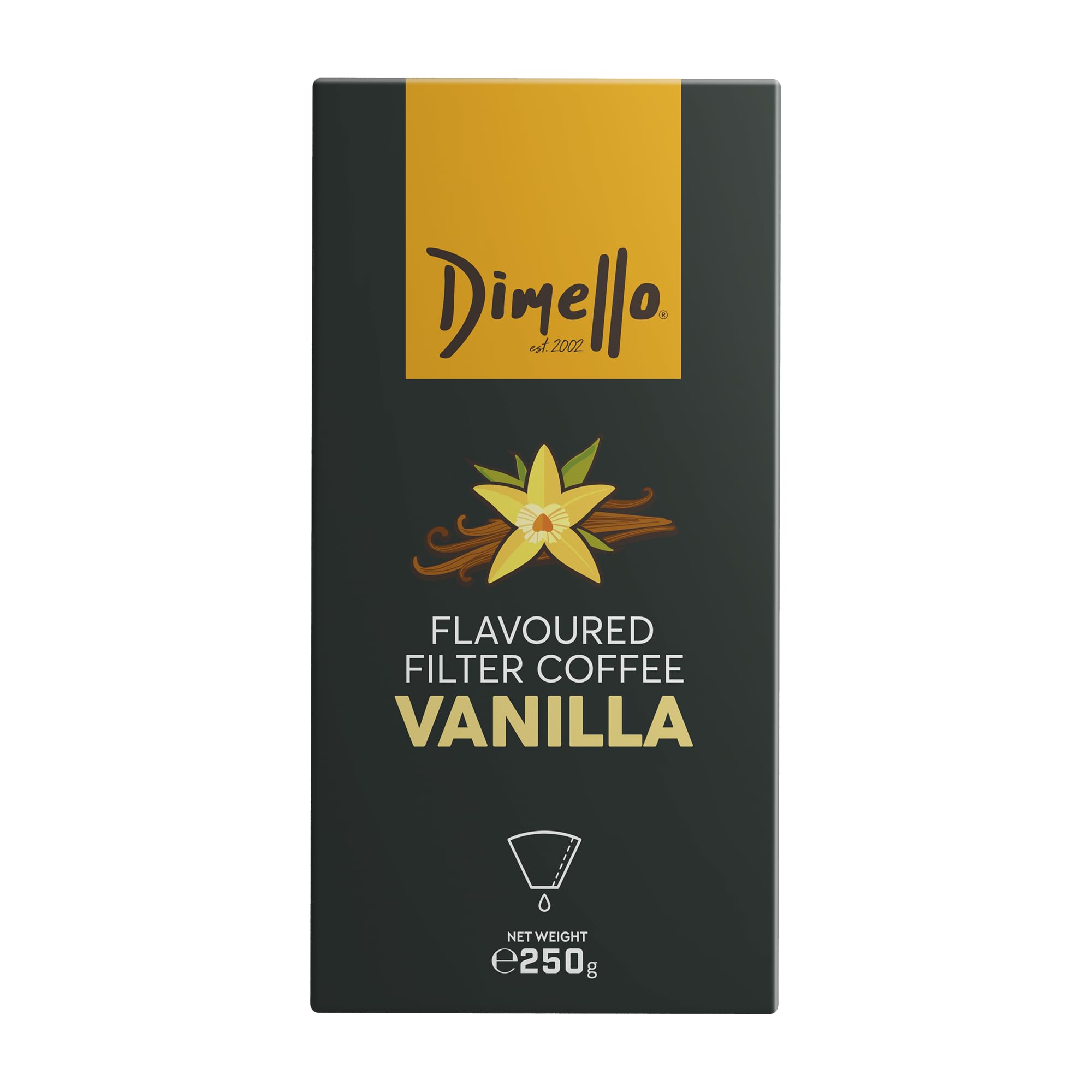 Vanilla Flavoured Filter Coffee, Ground Coffee 250g - Luxurious Filter Blend with Central & South American Beans, Ideal for Cafetiere & Filter Brewing