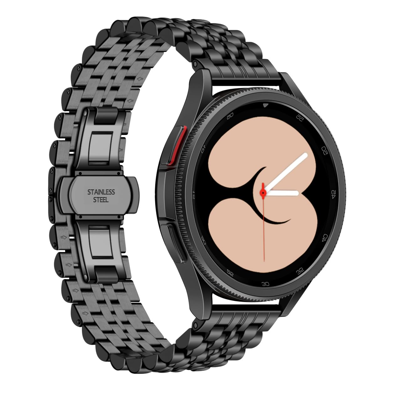 ABNUSR Stainless Steel Gold Band Compatible with Samsung Galaxy Watch 7/6/5/4 40/44mm, Watch 6 Classic 43/47mm, Hidden Clasp Watch 5/5 Pro Strap 45mm,