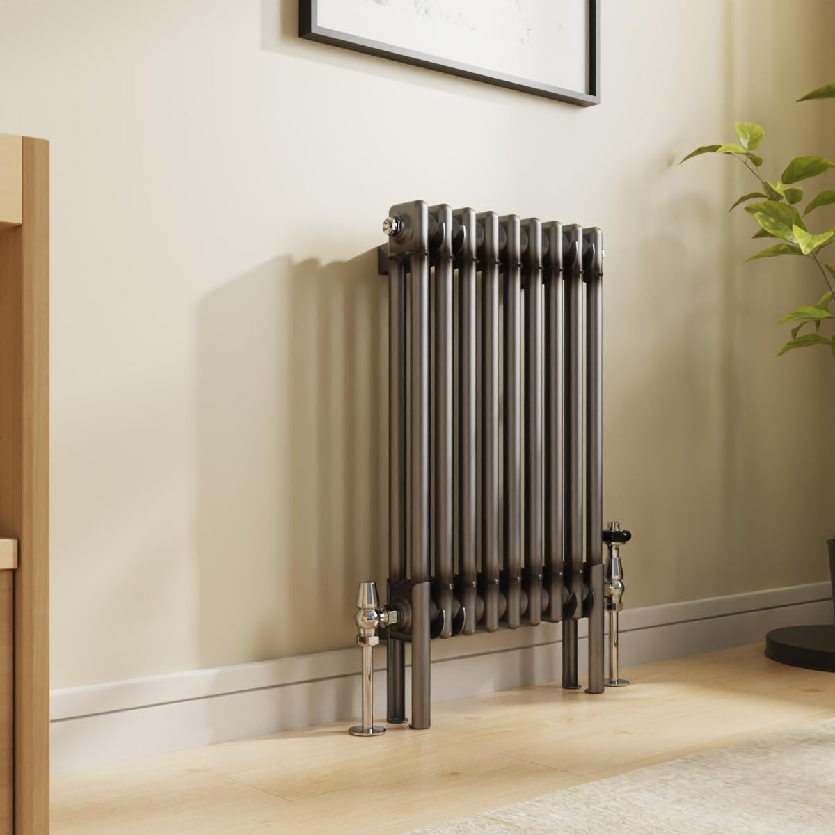 Nrg Raw Metal 600 X 425Mm Cast Iron Double Column Horizontal Radiator
