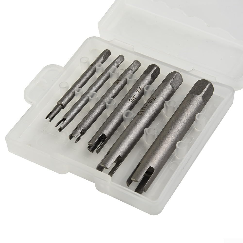 6 strumenti per la rimozione di viti a testa rotta, estrattore per rubinetto, in acciaio legato per rimuovere viti danneggiate spogliate, M5, M6, M8, M10, per M12
