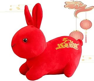 2023 Chinese New Year Rabbit Stuffed Animals Plush Toy, Chinese Lunar Year Zodiac Rabbit Plush Mascot Doll Home Decor, Chinese New Year Spring Festival Lucky Gift for Kids Adults