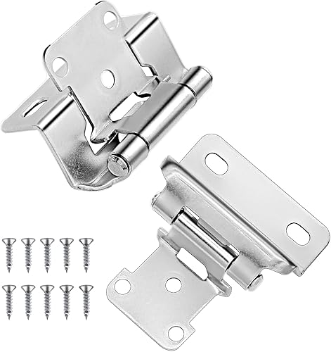 12 Superposición de bisagras envolventes para puertas de gabinete, 4 pares (8 piezas) Bisagras de puerta de gabinete de cierre automático de níquel