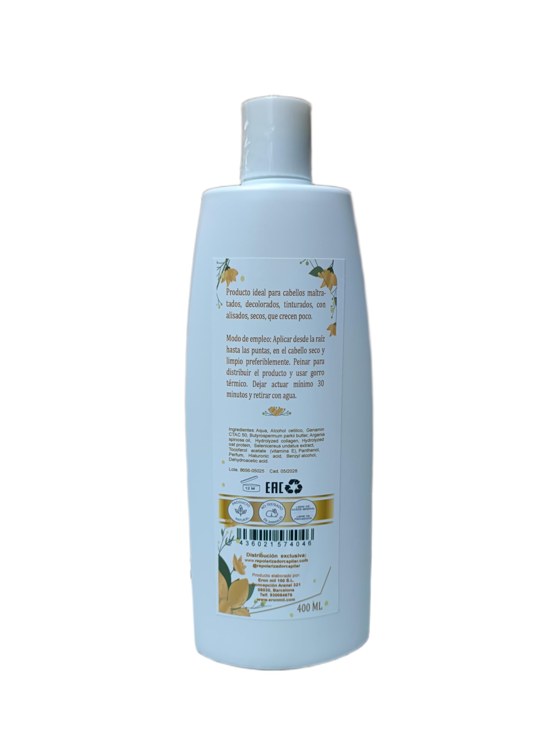Repolarizador Capilar Antiencrespamiento para Cabello Dañado Seco Quebradizo con Ingredientes Hidratantes Nutritivos + Gorro Térmico 400 ml