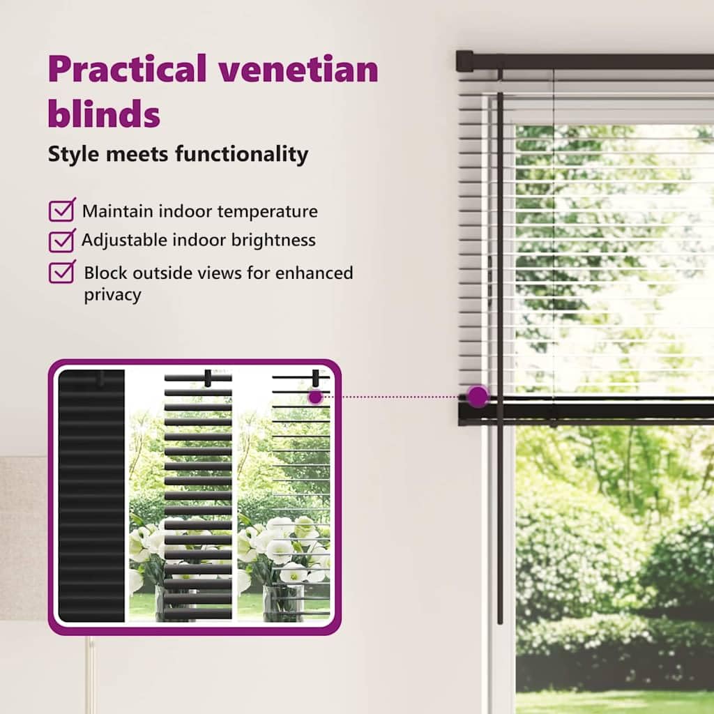 vidaXL Persianas venecianas Manual Negro 130 x 150 cm Aluminio, Persianas Modernas para Interiores, de Aluminio Ajustables, Elegantes tratamientos para Ventanas en casa y Oficina