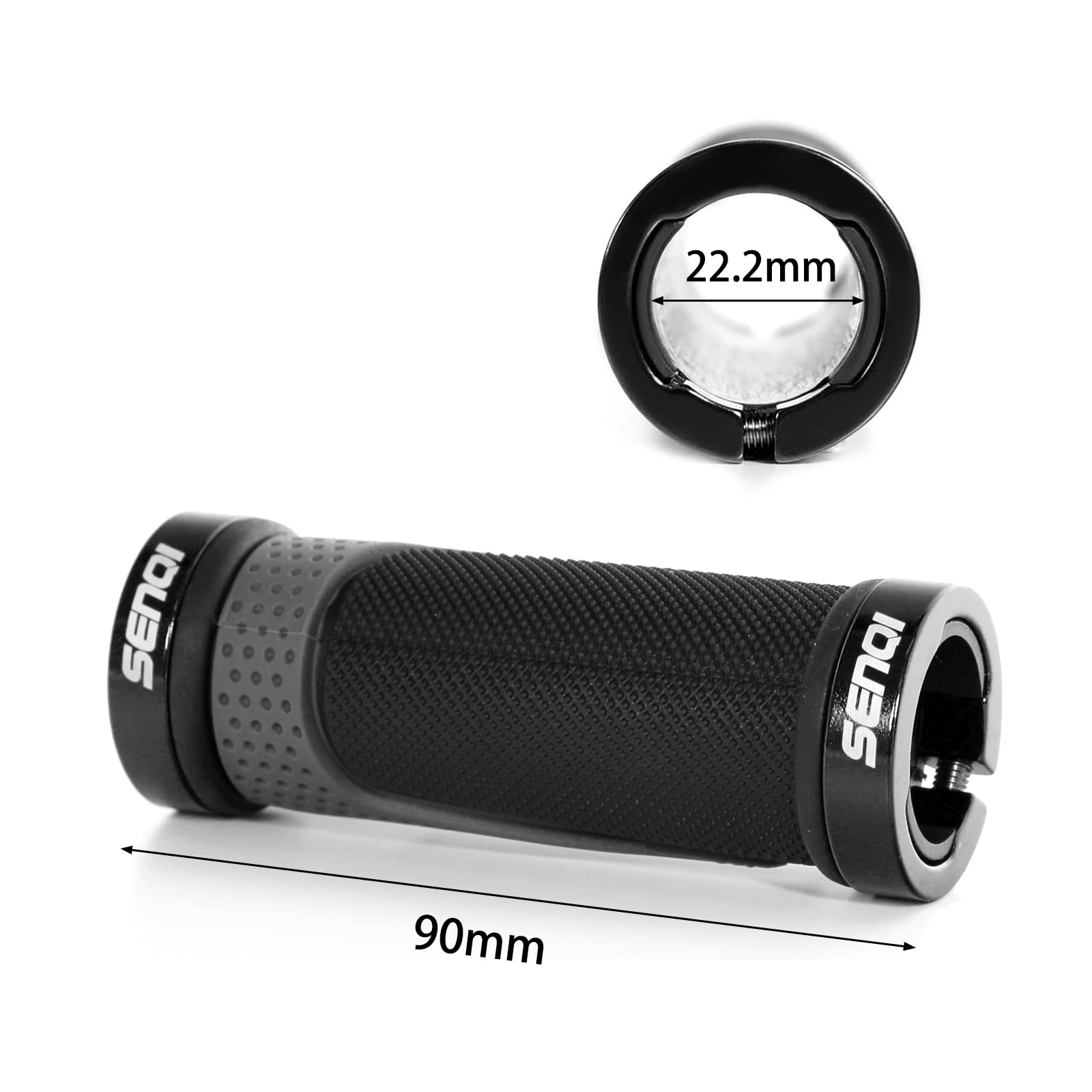 SENI Fahrradgriffe, leicht, 130 mm und 90 mm, passend für 22,2 mm Lenker, rutschfeste Griffe, geeignet für Multi-Speed-, Mountain- und BMX-Fahrräder 