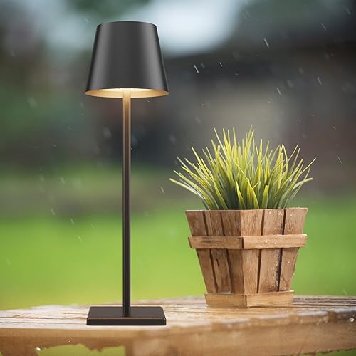 Miniatura 8 de Paquete de 2 lámparas de mesa LED inalámbricas negras, 5500 mAh, luz de mesa alimentada por batería, 3 temperaturas de color, regulables,