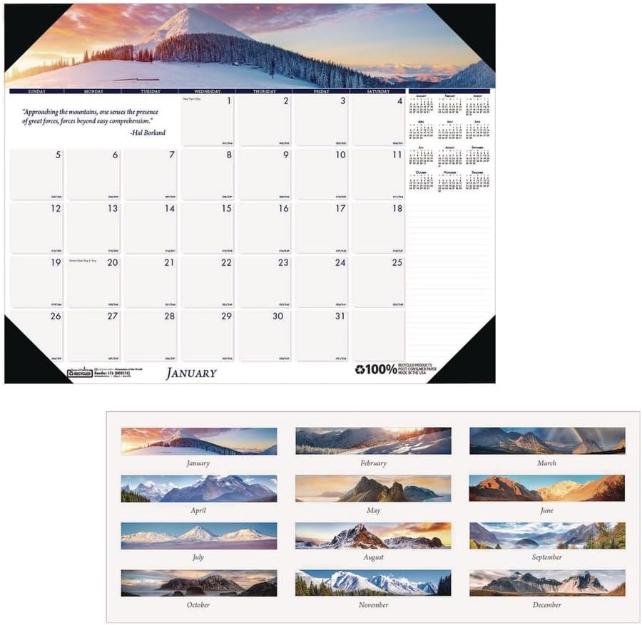 House of Doolittle 2026 Earthscapes Mountains 22" x 17" Monthly Desk Pad Calendar (176-26)
