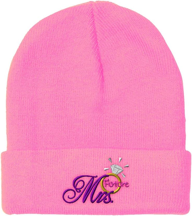Beanies for Men Wedding Future Misses Mrs. Embroidery Bridal Shower Bachelor Party Winter Hats for Women Acrylic Skull Cap 1 Size Soft Pink Design Only