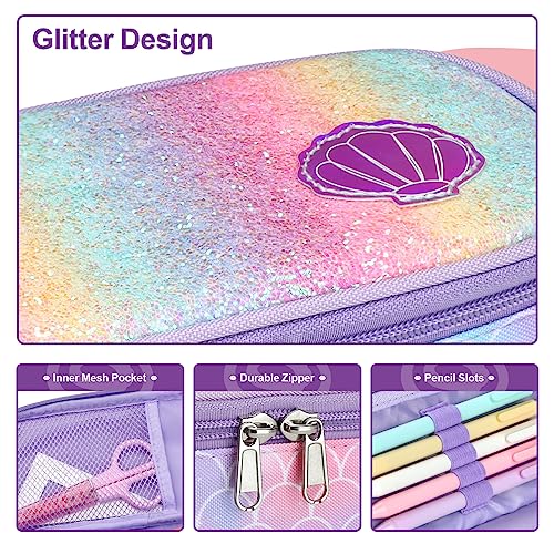 Image of Bagseri Pencil Case for Kids - Large School Supplies Pouch for Class | Girls Pencil Case Wide Opening, Kids Pen Bag with Multi-Slot, Cute Water Resistent Organizer for Stationery, Pink Dinosaur
