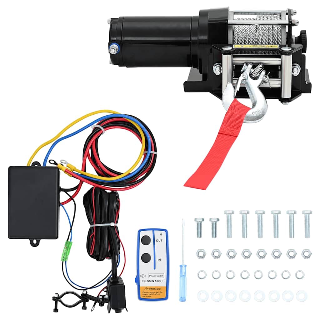 vidaXL Cabrestante Eléctrico Control Remoto 1.360 Kg Placa Guiacabos Rodillo