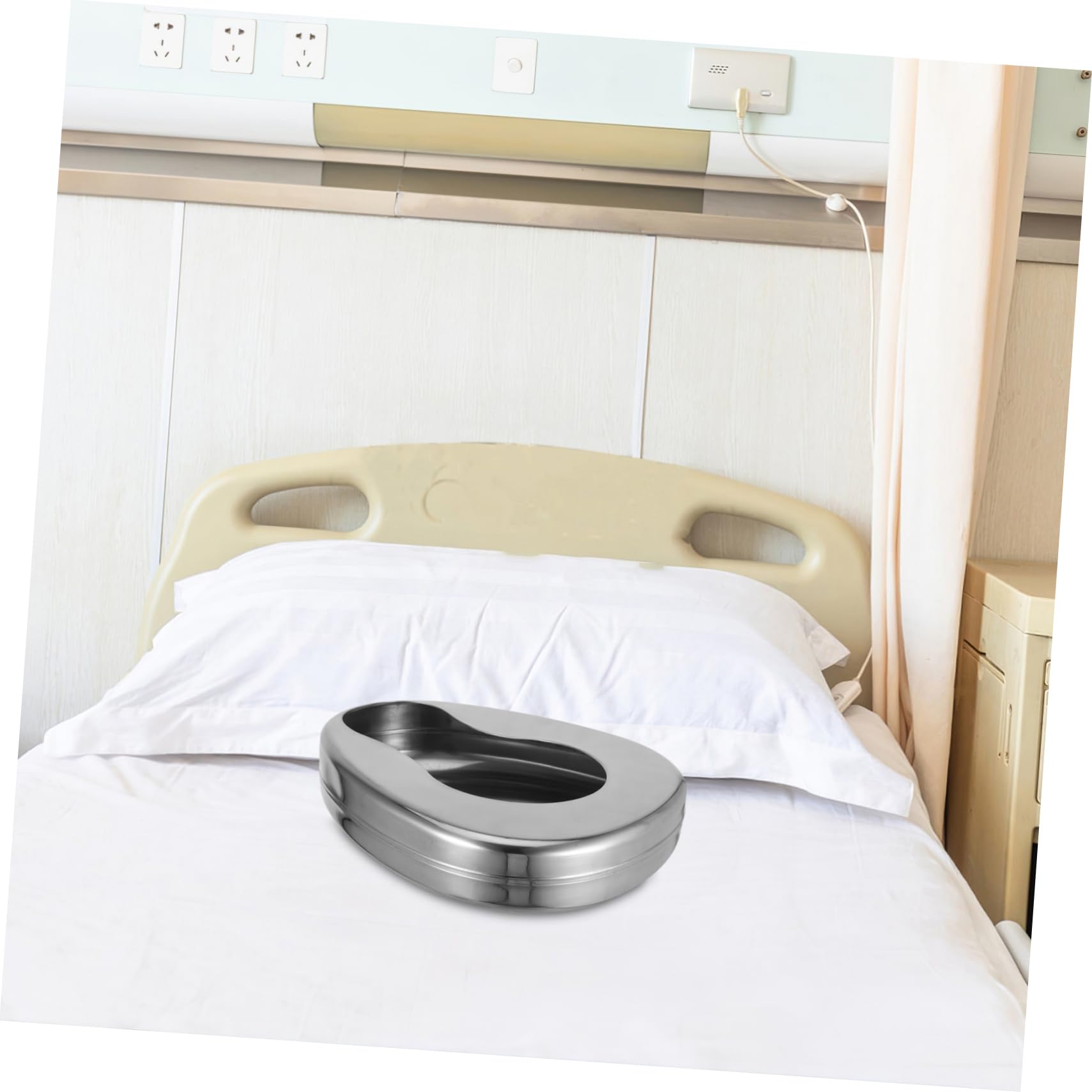 VALICLUD Padella da Letto in Acciaio Inossidabile, Portable Folding Toilet per Anziani, Uomini e Donne, Uso Ospedale e Casa, Design Ergonomico