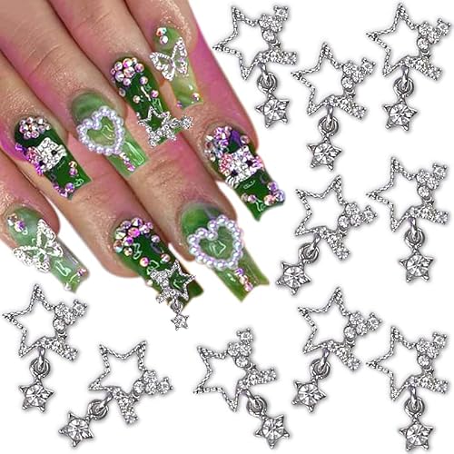Alloy Star Nail Charms,10Pcs 3D Stars Nail Gems Nail Rhinestones Shiny Crystal Nail Art Charms Metal Nail Jewelry Nail Decor Rhinestones For Nails Women Nail Designs Nail Accessories Nail Supplies #TOP6
